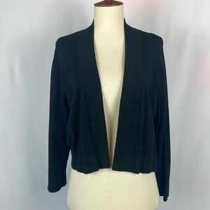 Susan Graver Black Long Sleeve Cropped Open Front Cardigan/Shrug - Size Large